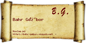 Bahr Gábor névjegykártya